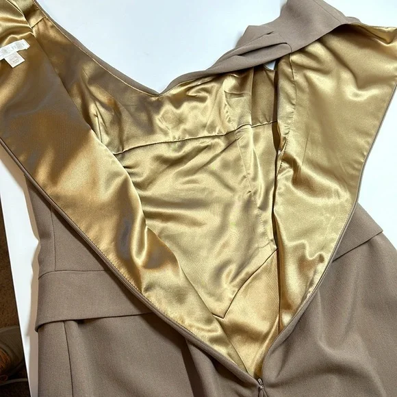 Boston Proper Cowl Neckline Sheath Dress Taupe Tan Size 10 - Picture 14 of 14